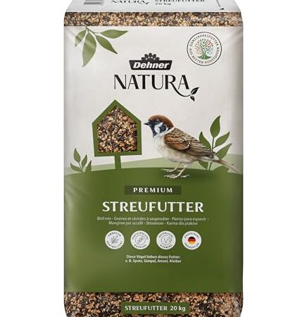 Dehner Natura Premium Wildvogelfutter, Streufutter, Ganzjahresfutter proteinreich / energiereich, hochwertiges Vogelfutter für Wildvögel, 20 kg
