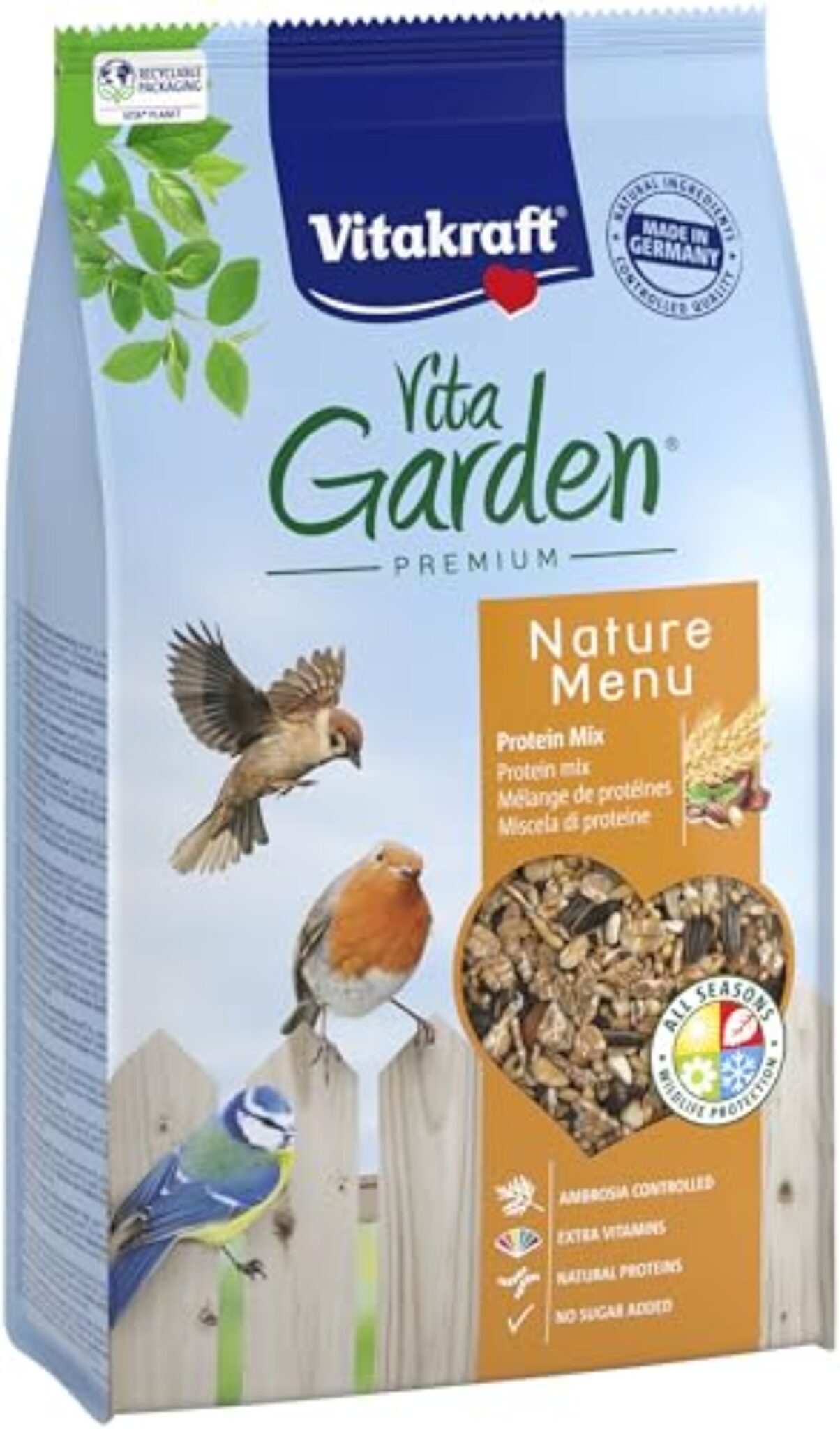 Vitakraft Vita Garden, Wildvogelfutter, mit tierischen Proteinen, umweltschonend, Ambrosia kontrolliert, ohne Zusatz von Zucker (1x 1kg)