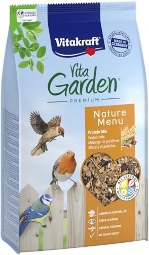 Vitakraft Vita Garden, Wildvogelfutter, mit tierischen Proteinen, umweltschonend, Ambrosia kontrolliert, ohne Zusatz von Zucker (1x 1kg) - Produktbild