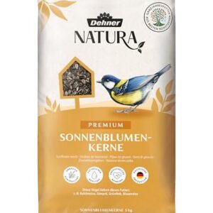 Dehner Natura Premium Wildvogelfutter, Sonnenblumenkerne, Ganzjahresfutter proteinreich / energiereich, hochwertiges Vogelfutter für Wildvögel, 5 kg