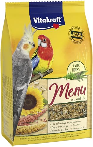 Vitakraft Menü, Vogelfutter für Großsittiche, mit Getreide und Nüssen, Großpackung, ohne Zusatz von Zucker (1x 3kg)