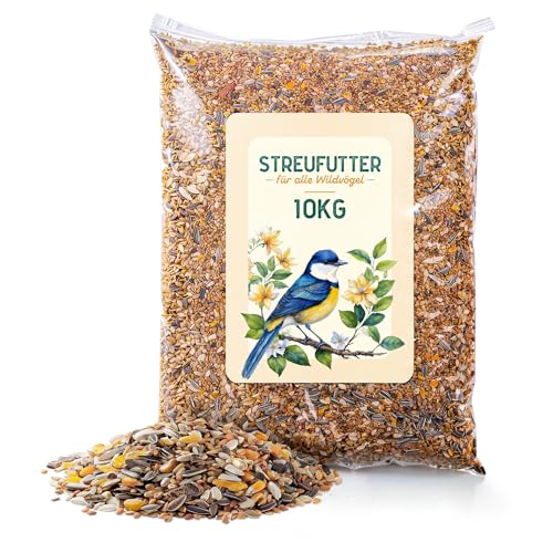 Blumixx Wildvogelfutter 10kg - ganzjähriges Vogelfutter Winterfutter - Fettfutter mit Sonnenblumenkernen Getreide Saaten - proteinreich energiereich Premium Fettfutter - für Gartenvögel