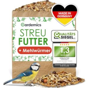 Gardemics Vogelfutter Wildvögel ganzjährig 10 Kg – Mit Mehlwürmern – Premium Protein Wildvogelfutter Ganzjahresfutter für Artenvielfalt im Garten