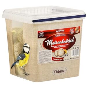Fidelio Meisenknödel mit Netz, ganzjähriges Wildvogelfutter proteinreich / energiereich, hochwertiges Vogelfutter für Wildvögel, 30 Stück im Eimer, 2.5 kg
