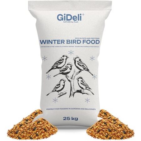 GiDeli Vogelfutter Winter 25kg – Streufutter für Wildvögel ganzjährig – Meisenfutter für Garten & Balkon mit Leinsamen reich an Omega-3, Calcium – ohne Zusatzstoffe