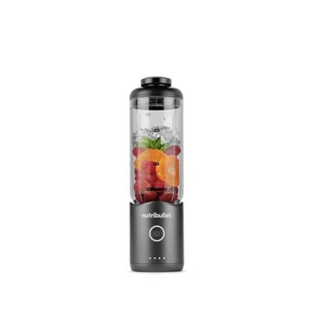 nutribullet Flex 590ml – tragbarer Smoothie-Mixer mit Trinkdeckel, zerkleinert Eis und gefrorene Früchte, USB-C, Trageschlaufe, BPA-freier Becher, leicht zu reinigen, Stahlgrau (NBP013GM)