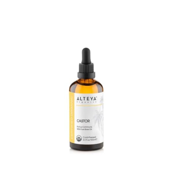 Alteya Organic Castor Oil 100ml – 100% USDA Certified Organic Pure Natural Cold Pressed Carrier Oil – Body, Hair, Lashes, Eyebrows – Nourish, Enhance Hair Growth – Premium Therapeutic Grade Treatment