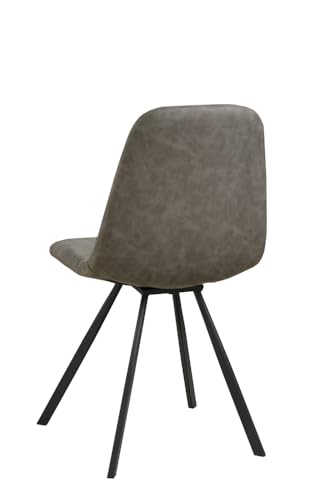 AVISSIMO Avella Esszimmerstuhl, Industrial-Design, Kunstleder, Baseballnaht, Metallgestell, modern, für Esszimmer & Wohnzimmer, grau (2er Set) – Bild 4