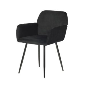 EGGREE Esszimmerstühle 1er Set Samt Stühle mit Armlehnen Gepolsterte Küchenstühle Moderner Design, Hochwertige Stühle für Esszimmer Wohnzimmer mit Stabilen Metallbeinen Tragkraft 150 kg, Schwarz
