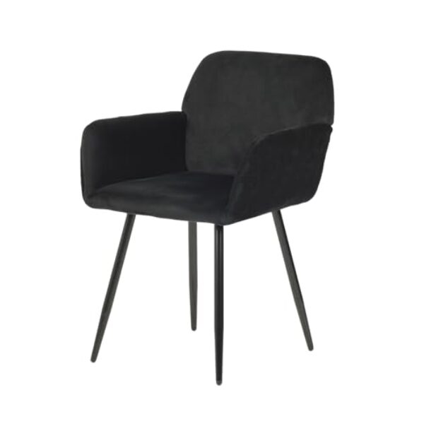 EGGREE Esszimmerstühle 1er Set Samt Stühle mit Armlehnen Gepolsterte Küchenstühle Moderner Design, Hochwertige Stühle für Esszimmer Wohnzimmer mit Stabilen Metallbeinen Tragkraft 150 kg, Schwarz