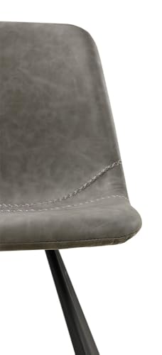 AVISSIMO Avella Esszimmerstuhl, Industrial-Design, Kunstleder, Baseballnaht, Metallgestell, modern, für Esszimmer & Wohnzimmer, grau (2er Set) – Bild 6
