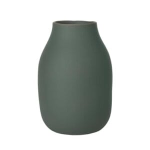 blomus -COLORA- Vase L aus Steingut, Agave Green, hergestellt in hochwertiger Handarbeit, elegante dekorative Tischvase, flächenschonende Dekoration (H / B / T: 20 x 14 x 14 cm, Agave Green, 65704)