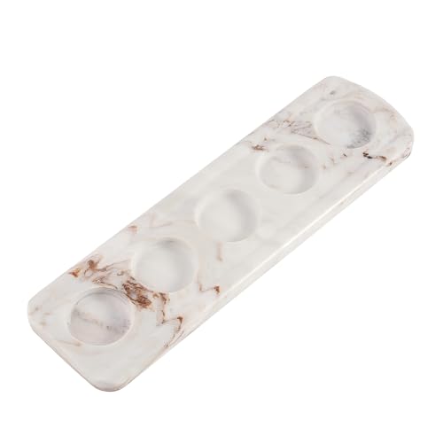 Cahzfie Luxuriöse Italien Naturmarmor 5-Fach Teelichthalter, Kerzenhalter, Wohnzimmer Schlafzimmer Deko Tischdeko, Kerzenständer für Hochzeit, Geburtstag, Urlaub (Palissandro Classico) – Bild 3