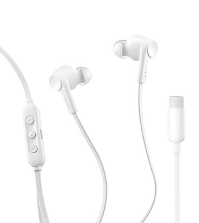 Belkin SoundForm ANC Earphones Wired with USB-C Connector, In-Ear Headphones with Microphone - Earbuds for iPhone 17, iPhone 16, iPad mini, Galaxy S25, Google Pixel 10, Android, and More - White