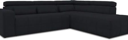 DOMO. collection Ecksofa Brandon, Sofa mit Rückenfunktion in L-Form, Polsterecke, Eckgarnitur Ottomane rechts 275 x 228 x 98 cm (BxTxH), schwarz