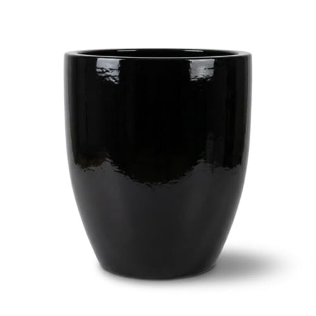 Provencelia Athena Gartentopf Schwarz, Größe: L – Durchmesser: 25 cm x Höhe: 50 cm, wetterfest, handgemacht, mediterraner Pflanzkübel für Terrasse Balkon Garten Innen