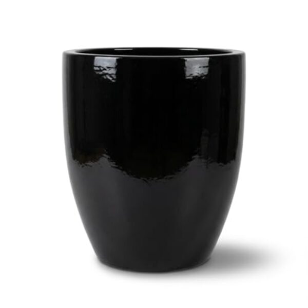 Provencelia Athena Gartentopf Schwarz, Größe: L – Durchmesser: 25 cm x Höhe: 50 cm, wetterfest, handgemacht, mediterraner Pflanzkübel für Terrasse Balkon Garten Innen