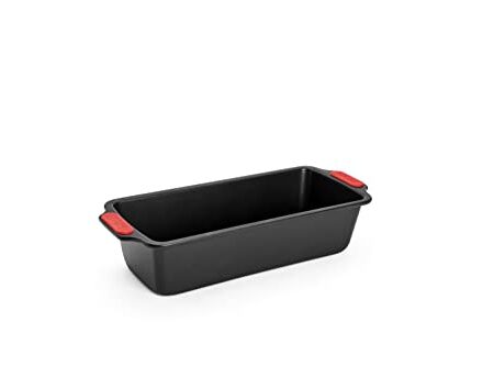 Woll Bakeware Kastenform 30 cm, mit hitzebeständigen Silikongriffen bis 230°C, PFAS-frei, zweilagige Antihaftbeschichtung, aluminisierter Stahl, schwarz