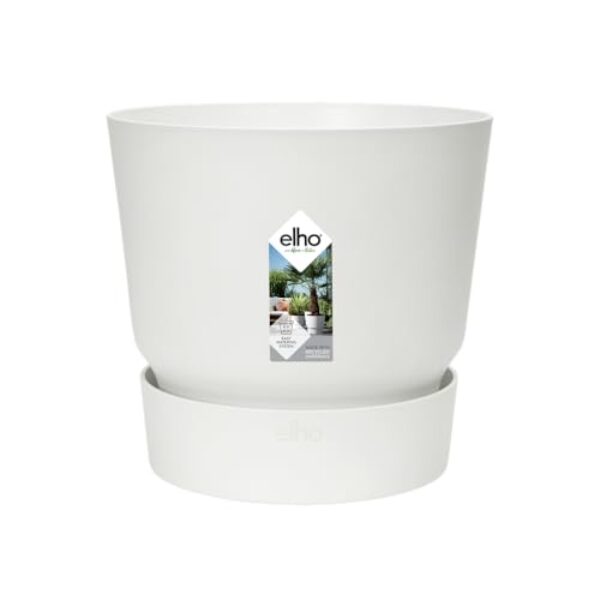 elho Greenville Rund 30 – Blumentopf für Innen und Außen – Selbstbewässerungstopf – 100% recyceltes Plastik – Ø 29.5 x H 27.8 cm – Weiß/Weiss
