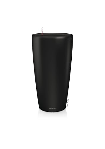 LECHUZA-Pflanzgefäß Rondo Premium 32 Schwarz matt | Pflanzsäule mit Bewässerungssystem, Wasserstandsanzeiger und Pflanzeinsatz | Matte Oberfläche | Ø 32,5 x 56,5 cm | 15785