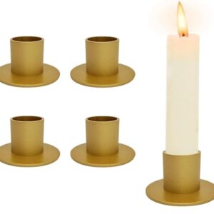4 Stück Weiß Kerzenständer,Retro Candlelight Dinner Kerzenhalter, für Wohn,Esszimmer und Schlafzimmerdekoration Kamindekoration (4 St Gold)