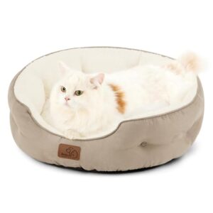 BEDSURE Katzenbett waschbar Katzen Bettchen – 51x48x15cm Katzenkorb mit zweiseitig Innenkissen Katzenschlafplatz für Katzen oder kleine Hunde, Kamel