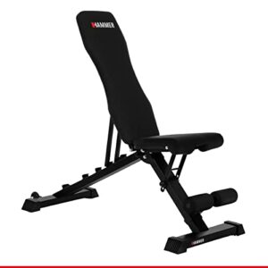 HAMMER Hantelbank Force 2.0, Schrägbank, Negativ-Einstellung, 99% vormontiert, 200 kg Gewichtsbelastung, Transportrollen, 123 x 52 x 120