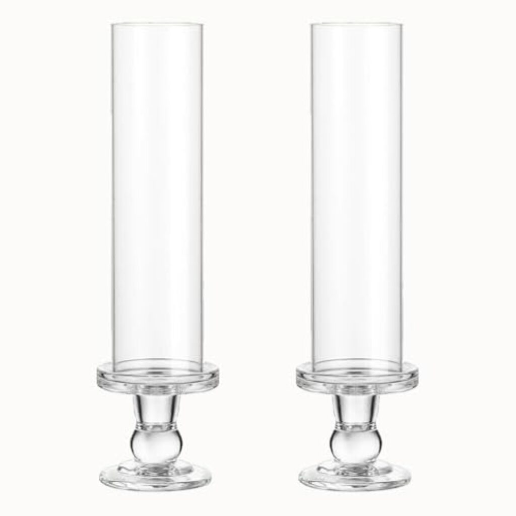 Glass Taper Candle Holder Pillar Candles Holders for Wedding Christmas and Clear Home Decoration Candlestick Light Tea Groom Hurricane Elegant Ideal Dinner Party Table Parties Various (2)