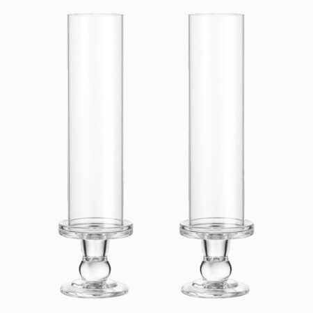Glass Taper Candle Holder Pillar Candles Holders for Wedding Christmas and Clear Home Decoration Candlestick Light Tea Groom Hurricane Elegant Ideal Dinner Party Table Parties Various (2)