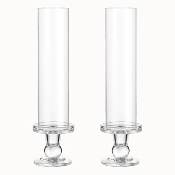 Glass Taper Candle Holder Pillar Candles Holders for Wedding Christmas and Clear Home Decoration Candlestick Light Tea Groom Hurricane Elegant Ideal Dinner Party Table Parties Various (2)
