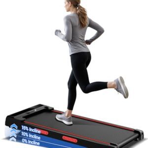 UMAY Walking Pad mit Steigung 10%-15%, 8-10KM/H Laufband für Zuhause mit Steigung und Geräuscharmer Motor, Laufband Schreibtisch Max. Unterstützung 136KG