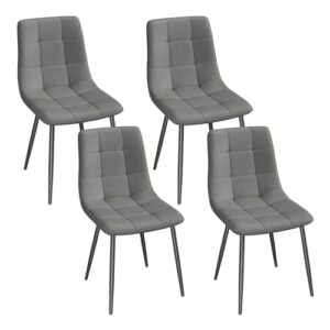 EUGAD Esszimmerstühle 4er Set, für Esszimmer Küche Wohnzimmer, Küchenstühle gepolstert mit Rückenlehne Samtbezug, mit Metallbeinen, 150 kg belastbar, Dunkelgrau