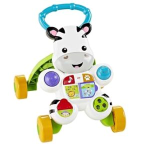 Fisher-Price Lern mit mir – Zebra Lauflernwagen, musikalisches Aktivitäts- und Gehspielzeug mit Lerninhalten, ab 6 Monaten, Deutsche Version, Reduzierte Verpackung, HBW56