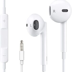 1pcs Kopfhörer In Ear Kopfhörer mit Kabel und Mikrofon, 2-Jahre Garantie, In Ear Ohrhörer, 3,5 mm Klinkenstecker Earbuds, Satte Bässe Earphones, Headphones für Phone, iPad, Samsung (Weiß)