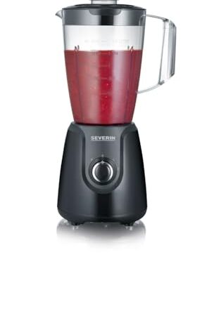 SEVERIN Standmixer mit 1,5 L Mixbehälter aus Tritan, Mixer mit 2 Stufen und Pulse-Funktion, leistungsstarker Küchenmixer mit Edelstahlmesser, 600 W, Schwarz, SM 3707