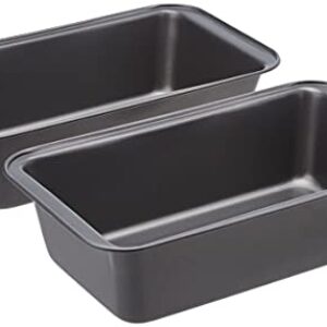 Amazon Basics Rechteckig Brotbackform, 2er-Pack, antihaftbeschichtet, Karbonstahl, Grau, 27x15x7 cm