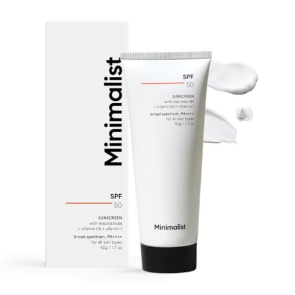 Minimalist Sonnenschutz SPF 50 Leicht, kein Weißstich, breites Spektrum PA ++++, sicher gegen Akne| Für Männer & Frauen, 50 g (1er Pack)