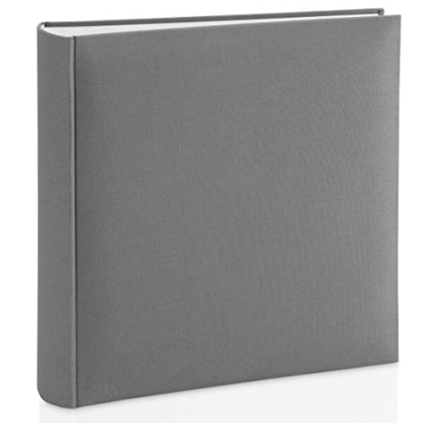 Hama Fotoalbum mit Stoffeinband 30×30 cm (Jumbo Fotobuch mit 100 weißen Seiten, Photoalbum mit Pergamin-Trennblättern, Album zum Selbstgestalten und Einkleben) grau
