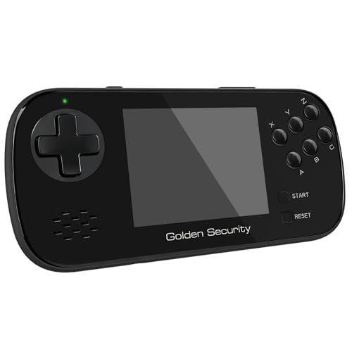 Golden Security Tragbare Handheld-Spielkonsole für Kinder, Retro Konsole mit 156 Retro-Videospielen, mit wiederaufladbarem Akku, 3,5-Zoll-LCD-Bildschirm, Geschenk für Jungen und Mädchen (Schwarz)