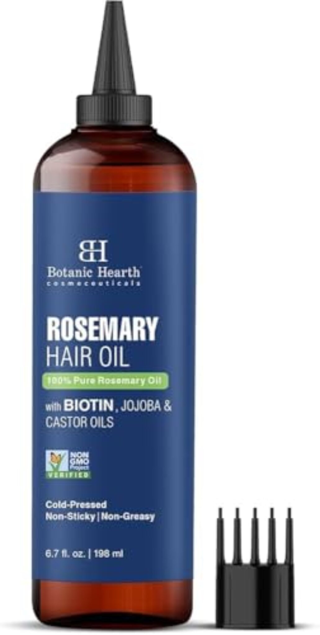 Botanic Hearth Rosmarinöl für Haarwachstum | Kräftigendes Haaröl mit Biotin, Jojoba und Rizinusöl für krauses Haar | Behandlung für trockene, geschädigte Kopfhaut | Für alle Haartypen | 200 ml