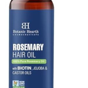 Botanic Hearth Rosmarinöl für Haarwachstum | Kräftigendes Haaröl mit Biotin, Jojoba und Rizinusöl für krauses Haar | Behandlung für trockene, geschädigte Kopfhaut | Für alle Haartypen | 200 ml