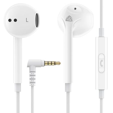 LUDOS Zenith Kopfhörer In Ear Kopfhörer mit Kabel und Mikrofon, 2-Jahre Garantie, In Ear Ohrhörer, 3,5 mm Klinkenstecker Earbuds, Satte Bässe Earphones, Headphones für iPhone, iPad, Samsung – Weiß