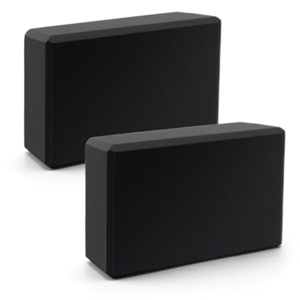 ZMDMAH Yoga Block 2er Set Yogablock YogablöCke Hochdichter Eva-Schaum,Rutschfest Leicht Geeignet für Yoga, Pilates, Fitness, Unisex (schwarz, 2)