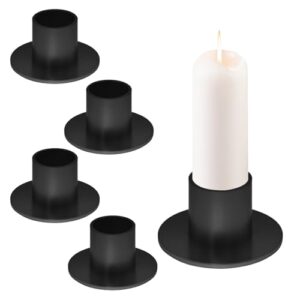 4 Stück Kerzenständer für Stabkerzen, Kerzenhalter Schwarz Metall Retro Stabkerzenhalter, Candle Holder Weihnachten für Kerzen, Halloween Dekoration (Schwarz)
