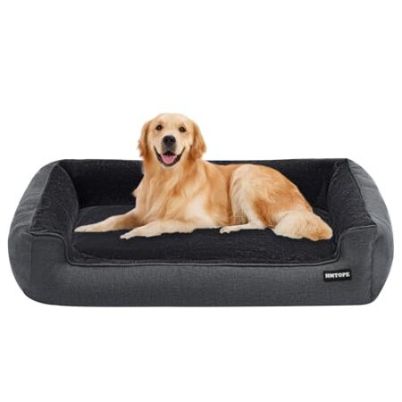 HMTOPE Hundebett, Hundesofa, Hundekissen, Hundekörbchen Abnehmbar und waschbar, Dunkelgrau, 110 x 86 x 26 cm - Produktbild