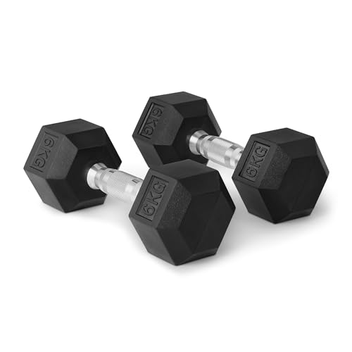 Amazon Basics Rubber Encased Hex Dumbbell Weights Set