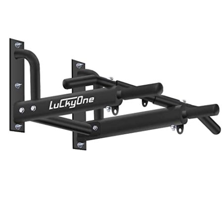 Luckyone Klimmzugstange Wandmontage, 3 Ösen für TRX & Boxsack 6 rutschfeste Griffe, extrem stabil, unzählige Pull Up Übungen, bis 200 kg