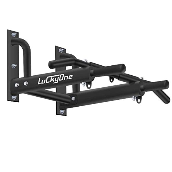 Luckyone Klimmzugstange Wandmontage, 3 Ösen für TRX & Boxsack 6 rutschfeste Griffe, extrem stabil, unzählige Pull Up Übungen, bis 200 kg