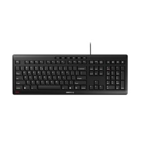 CHERRY Stream Keyboard, Kabelgebundene Tastatur, EU-Layout (QWERTY), Flüsterleiser Tastenanschlag, Einzigartiges Tippgefühl, Flaches Design, Schwarz