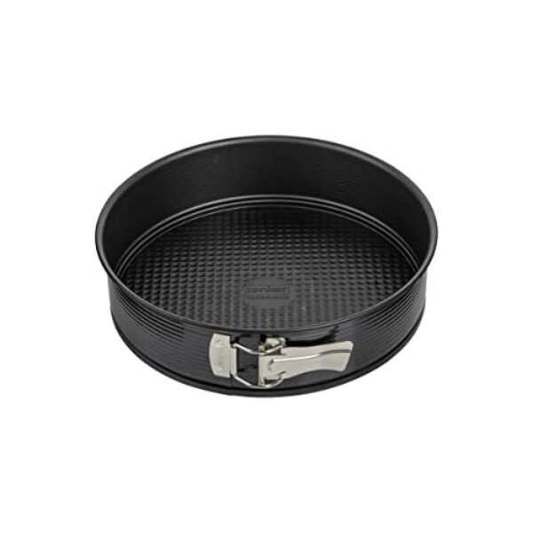 Zenker Springform 26 cm BLACK METALLIC, Backform mit Antihaftbeschichtung, runde Kuchenform mit Flachboden (Farbe: Schwarz), Menge: 1 Stück